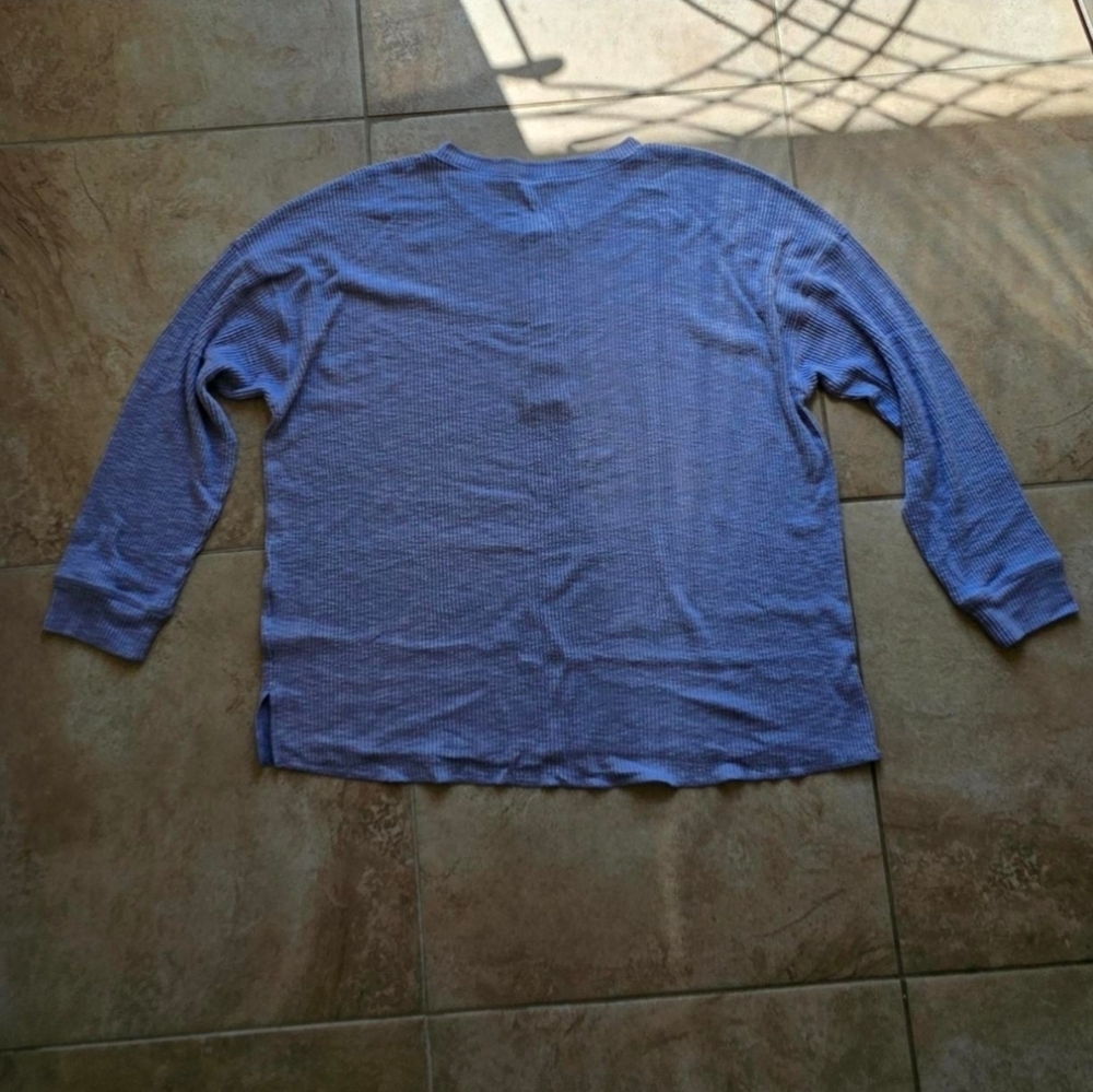 American Eagle Outfitters Blue Ribbed Long Sleeve Size XL - Picture 2 of 5